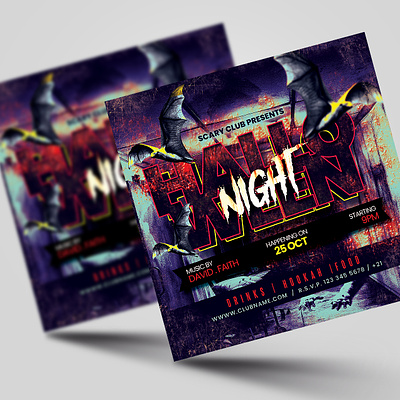 Halloween Party Flyer Template - PSD advertisement bats bloody costume party creative design creepy night free psd grungy flyer halloween party flyer horror nightclub october festival photoshop poster promotional design psd download scary party template