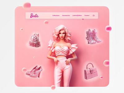 Barbie Website: AI-Powered Fashion Showcase ai barbie beauty design digitalfashion ui website