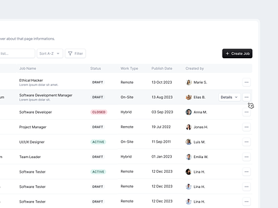 Dashboard for ATS ✨ applicant applicant dashboard applicant tracking system ats dashboard figma hiring hiring dashboard hover state hr dashboard hr management table ui user experience user interface ux