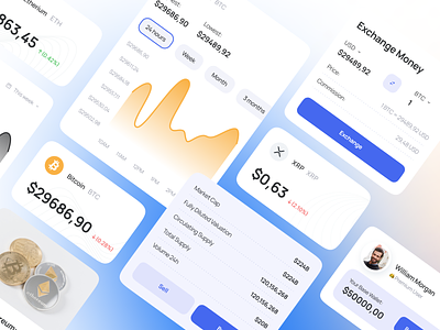 Finance UI elements app clean crypto cryptocurrency design elements finance flat gotoinc minimal ui wallet web