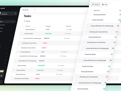 Task Management Dashboard - List View animation app design dashboard design designer figma freelance mobile app design prototype saas ui uiux uiux design user experience user interface ux uxui web design website website design