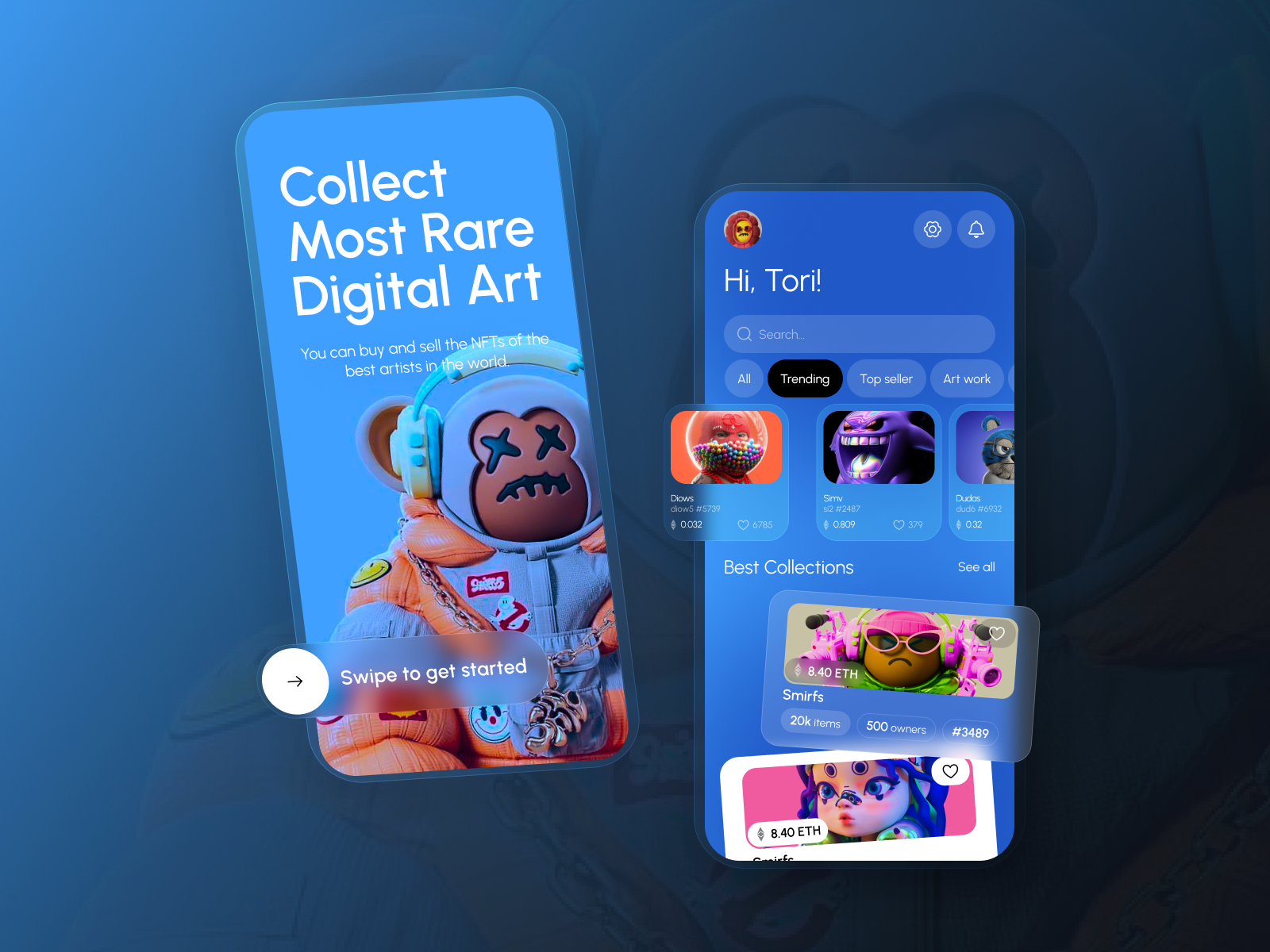 NFT Marketplace - Mobile App blockchain crypto crypto art cryptoart cryptocurrency ethereum mobile mobile app design mobile design mobile ui nft nft marketplace nft mobile nft mobile app nfts