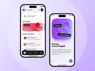 Speaking App Concept: UI/UX android app app screens application application ui design ios mobile mobile app design modern simple ui uiux ux