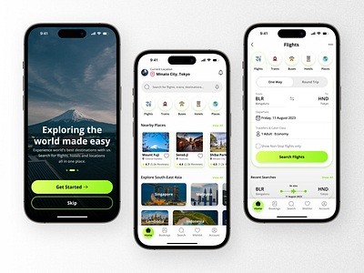 Embarko - Travel App app bookings concept design figma flight light mode minimal mobile app mobile design tourism travel app travelling trip ui ui design