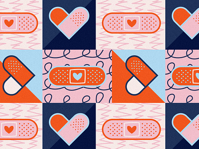 Heart-throb art artwork band aid bandaid concept art heart hearts heartthrob illustration love lovers pattern plaster