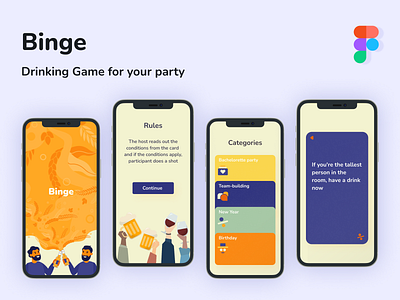 Binge — Mobile game for partying app design product ui ux web