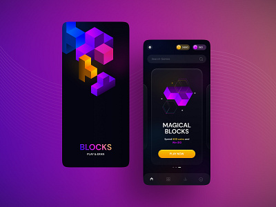 Block Games UI Concept 3d app block clean ui colourful concept dark design game illustration ui ux