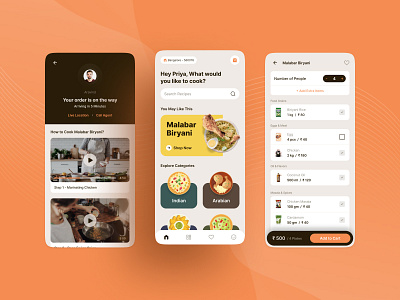 Cooking Recipe App Concept app cart clean ui concept cooking delivery design e commerce food grocery products recipe ui ux