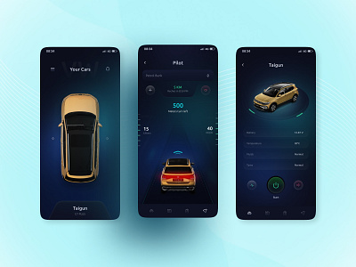 VW Connect app Concept 3d app auto car clean ui concept connect dark design futuristic smart ui ux volks wagon