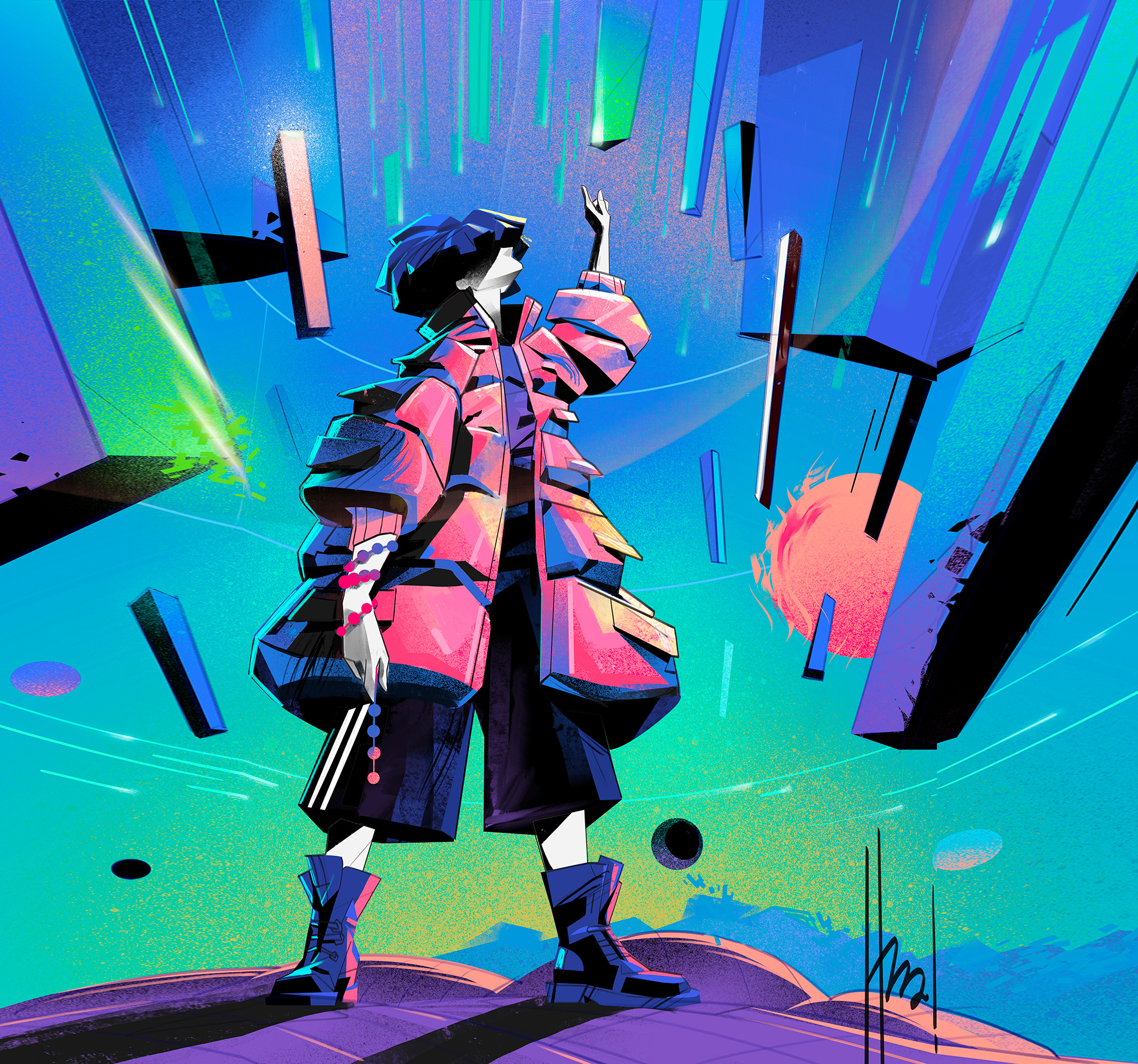 Crystal Rain💎(Restyling) apocalypse crystal future illustration rain storm survivor urban style