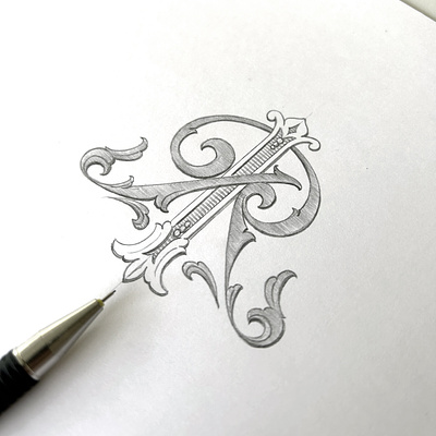 Monogram sketch handlettering lettering monogram schmetzer sketch