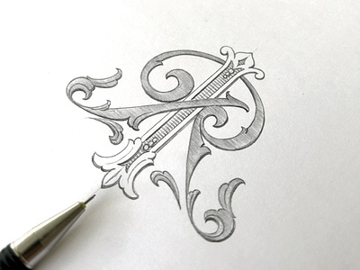 Monogram sketch handlettering lettering monogram schmetzer sketch
