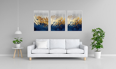 3d abstract canvas. golden, blue, turquoise, and gray background art canvas decor decoration home illustration interior minimal wallpaper