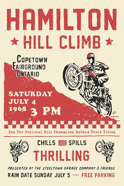 Hamilton Hill Climb Poster badge design branding illustration t shirt design vintage vintage badge vintage design