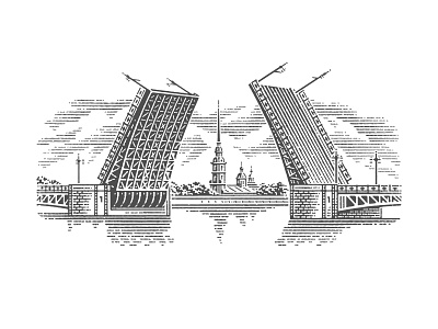 Saint Petersburg design engraving etching illustration label linocut logo neva pen and ink saintpetersburg vector engraving woodcut
