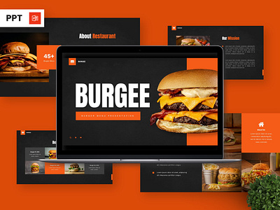 Burgee - Powerpoint Templates black delicious orange portfolio powerpoint restaurant slide template