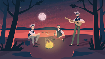 Campfire @motiondesign animated animation campfire character animation forest illustration moon motion motiondesignschool nature night outdoor river trees wood