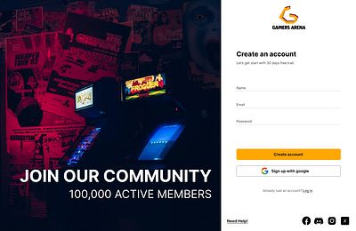 GAMERS COMMUNITY WEBSITE SIGN UP PAGE #DailyUI sign in sign up ui web ui