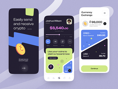 Crypto service - Mobile app app app design blockchain crypto crypto currency crypto wallet mobile app mobile app design mobile design mobile ui wallet