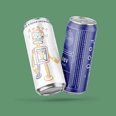 Robot Food IPA - Tide & Boar Brewing beer beer design brewery can can design graphic design illu illustration label