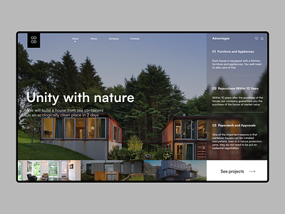 Construction house ui concept building construction design ecological graphic design house landig page landing minimalism ui дом контейнер строительство