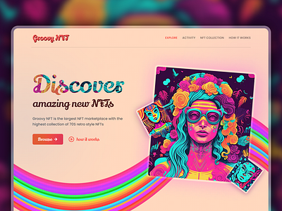 NFT Marketplace Landing Page groovy landing page marketplace nft ui ui design web design web ui website