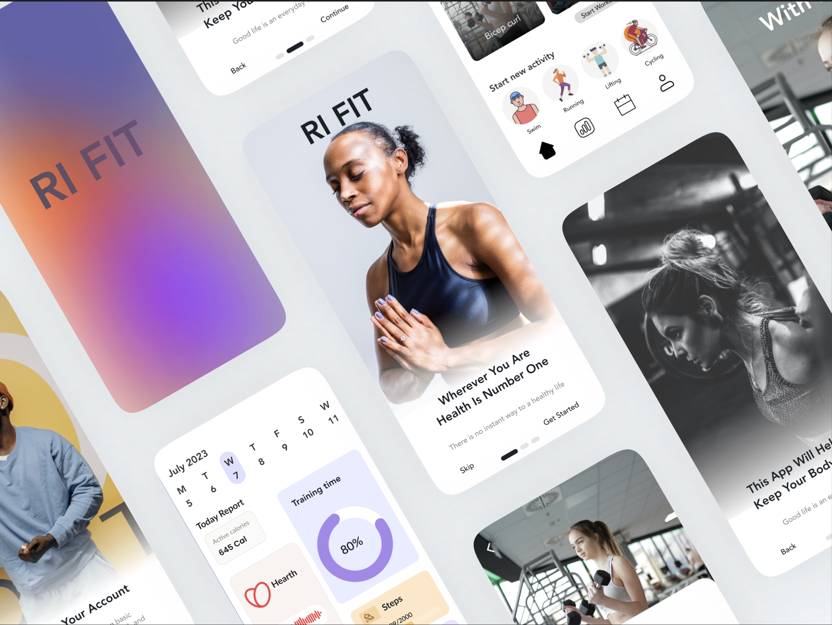 Example of Ri-Fit Fitness App UI