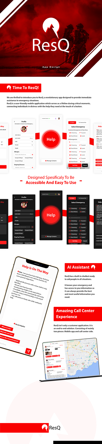 ResQ - Emergency Help Application app app design application design emergency emergency app mobile design