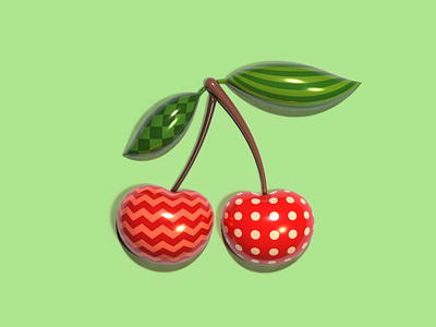 Cherry 3d cherry decorative design fruit graphic design illustration organic ornament pattern design red seamless pattern surface design vector