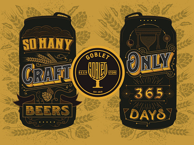 Goblet Calendar Header beer beer art calendar hops illustration lettering typography vector vintage wheat
