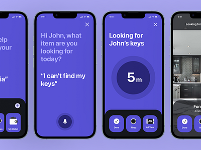 Lucia - Voice Assistance App for Elderly app ar ar mobile dementia design design for elderly elderly find items healthcare interface design for elderly mobile app mobile app for elderly mobile design smart tag ui voice voice assistance voice command voice control