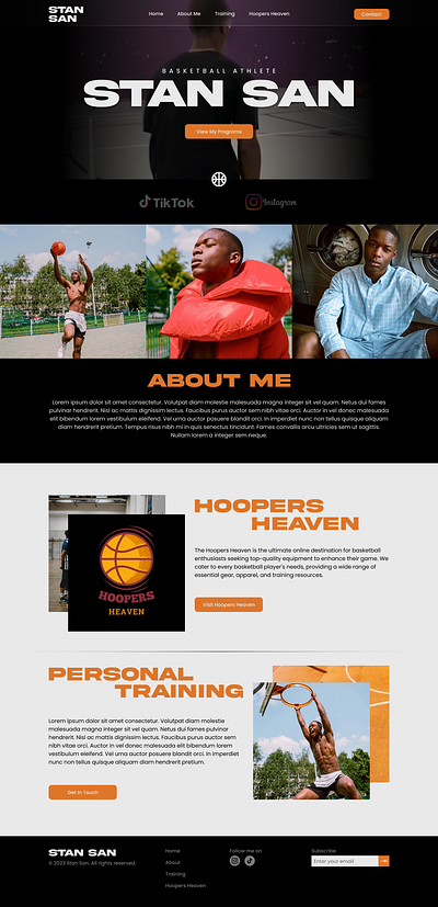 Stan San (2) - Landing Page basketball figma hoop influencer landing page landing page design personal ui ui design