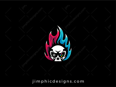 Gaming Skull Logo branding controller design fire flame gaming graphic design logo skull vector