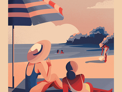 Summer Shot '23 beach colorful design girl illustration lake plants summer sunbath vector vector art