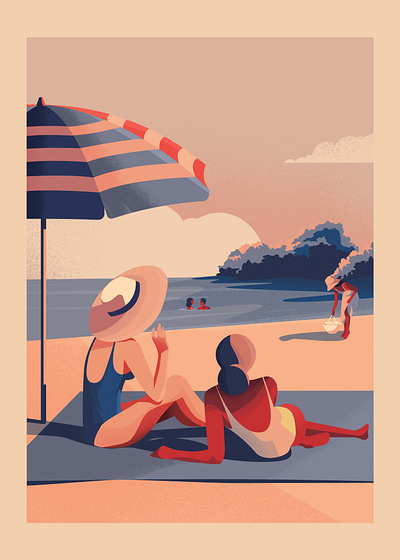 Summer Shot '23 beach colorful design girl illustration lake plants summer sunbath vector vector art