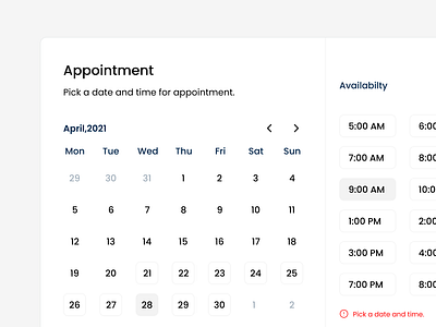 Minimal components - Appointment booking. appoinmentbooking appointments booking calendar design components figma lighttheme minimal product design responsive design trending ui ui components uidesign uiux ux webapp webapp components webappdesign