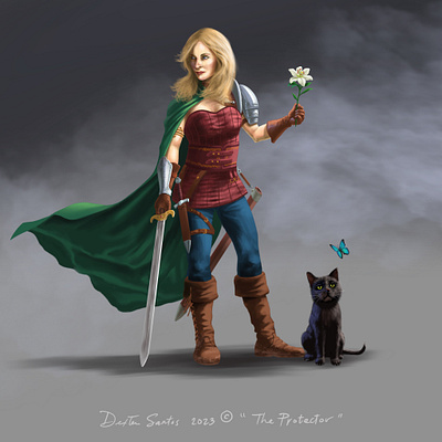 The Protector cats character concept character design concept design fantasy art female protagonist heroine illustration medieval fantasy