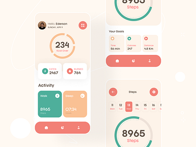 Health and Fitness Tracking App activity analytics android android app app app design fitness fitness tracking gym health ios ios app nutrition tracker sport stats tracking ui uiux workout