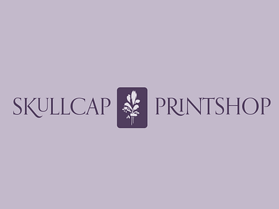 Skullcap Printshop Logo floral floral logo graphic design logo logo ideation printmaking