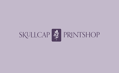 Skullcap Printshop Logo floral floral logo graphic design logo logo ideation printmaking