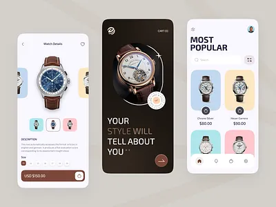 Watch E-commerce Mobile App Design add to cart app clock countdown creative design e commerce ios app minimal mobile online shop smartwatch smartwatch app time watch watch shop watch store