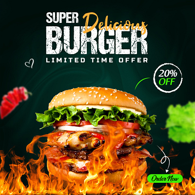 Delicious burger and food menu social media banner template menu banner