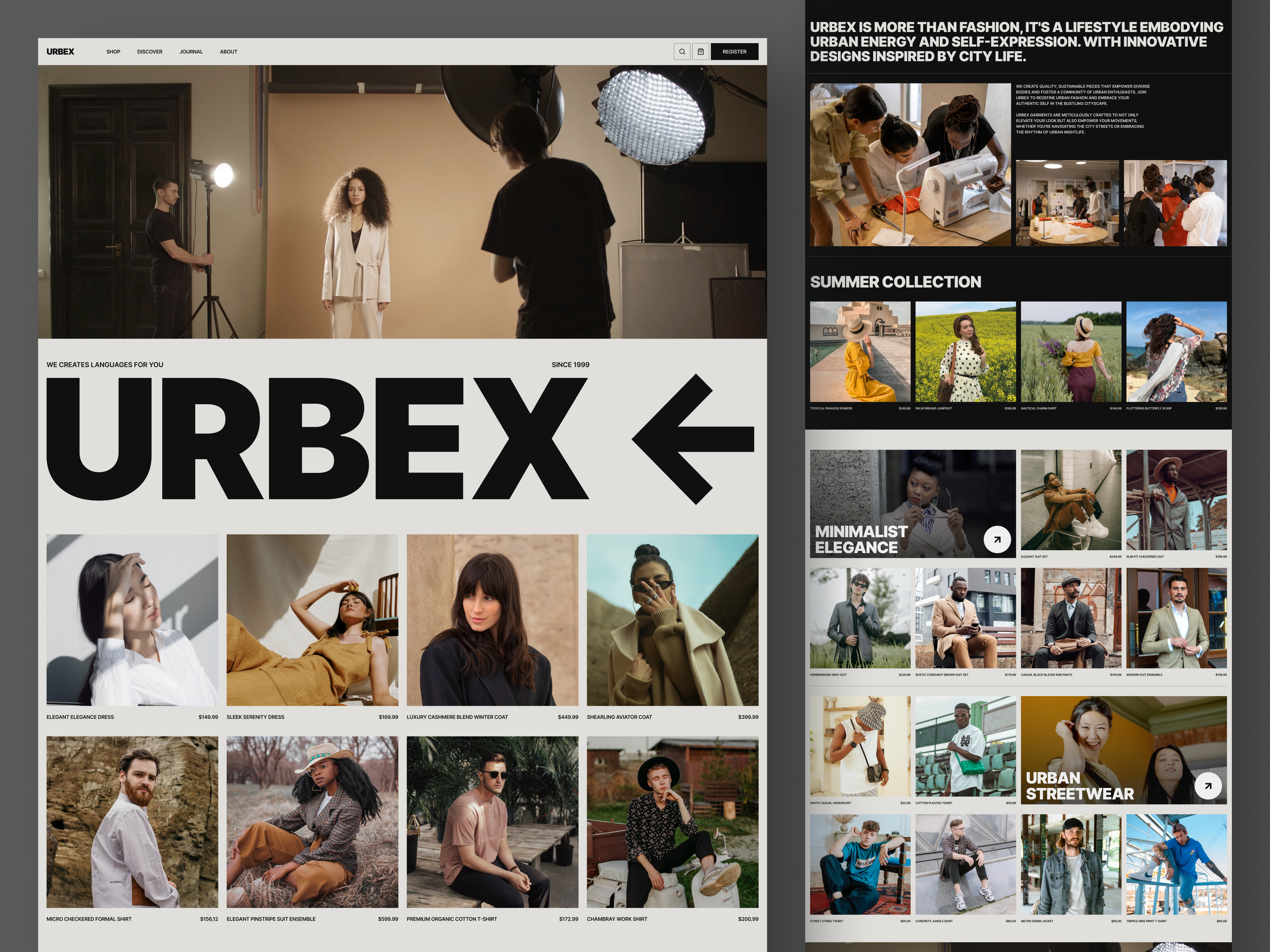 Urbex - Fashion Brand E-Commerce Editorial Landing Page Website apparel blog branding clothing clothing brand ecommerce editorial fashion fashion brand magazine makeup marketplace menswear online store outfit photography streetwear trend typography web design