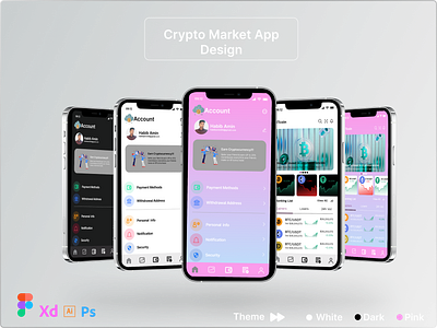 Crypto Market App UIUX blockchain interface design coin tracker ui crypto app design crypto investment app crypto market visualization crypto trading app cryptocurrency exchange ux cryptocurrency uiux digital wallet app design graphic design token trading interface ui