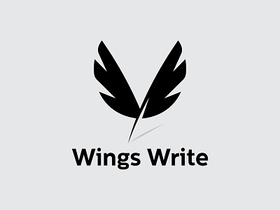 Wings Write bird black brand fly flying grey identity logo logo design mark minimalist negative quill simple space white wing wings write writing