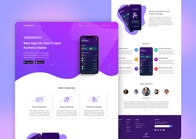 CoinRocket Landing Page - Crypto Wallet app crypto design landing page mobile ui wallet web design web landing