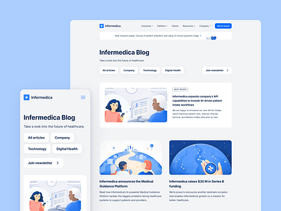 Infermedica blog redesign animation article articles author authors blog cards healthcare illustration infermedica layout navigation tab ui ux