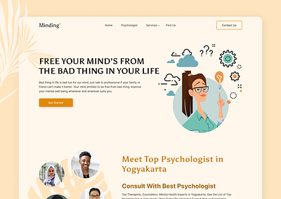 Minding - Psychologist Consultan agency app branding company design illustration logo mobile ui web design