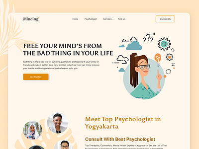 Minding - Psychologist Consultan agency app branding company design illustration logo mobile ui web design