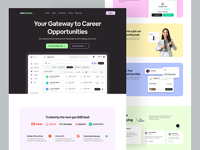 Job finding platform website design business employment freelance hire hiring job job board job listing job portal job posting job seeker landing page platform portfolio professional uiux web web design website work